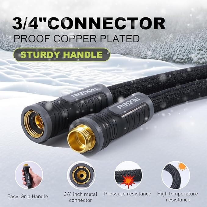 Relxitl Garden Hose 15FT, Flexible Water Hose, Ultra Lightweight Non-Expanding hose, Leak proof, Pressure Resistant for Yard, Outdoor (Black, 15FT)