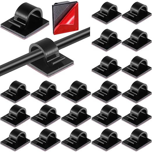 Namalu 240 Pcs Cable Clips Outdoor Wire Clip Adhesive Cable Hook Cord Organizer Holder R Shape Christmas Light Clip for Desk Wall Cable Management String Lights Fairy Light Decoration(Black, Medium)