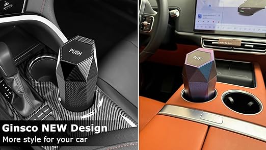 Ginsco 2 Pack Car Trash Can with Lid, Cup Holder Garbage Can for Car, Garbage Bin Car Accessories for Interior, Leakproof Small Trash Bin, Mini Trash Can for Cars, Home, Bedroom, Office (Black)