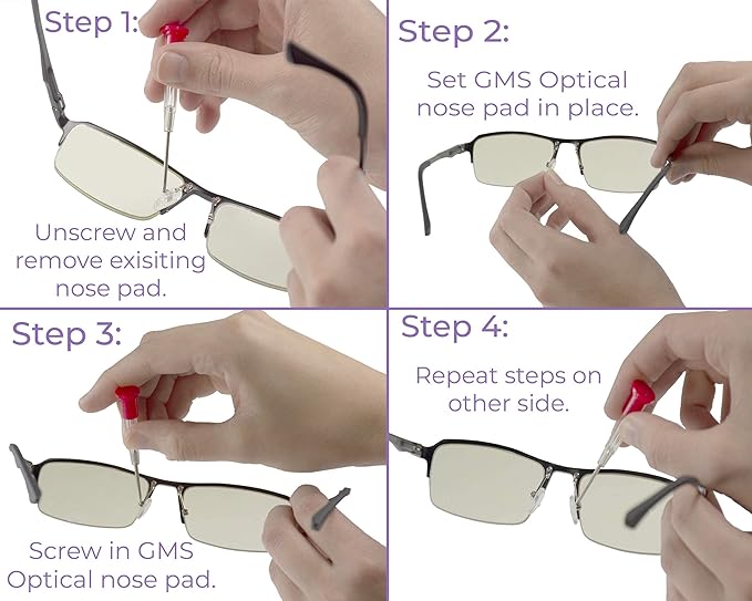 GMS Optical - 11mm Medium Wide Screw-in Round Soft Silicone Nose Pads for Glasses, Sunglasses, Glasses Repair Kit, Keep Glasses from Sliding and Improve Comfort (10 Pair)