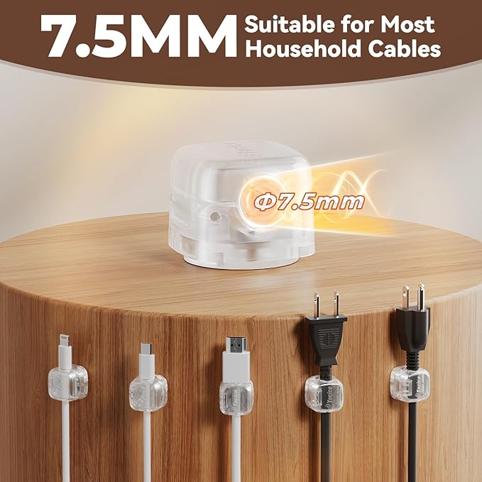 12Pack Rotatable Cord Organizer,Spring Cable Clips Desk Cable Management Cord Holder Adhesive Phone Charger Cord Clips for Home Office Car Wall Nightstand Accessories Clear