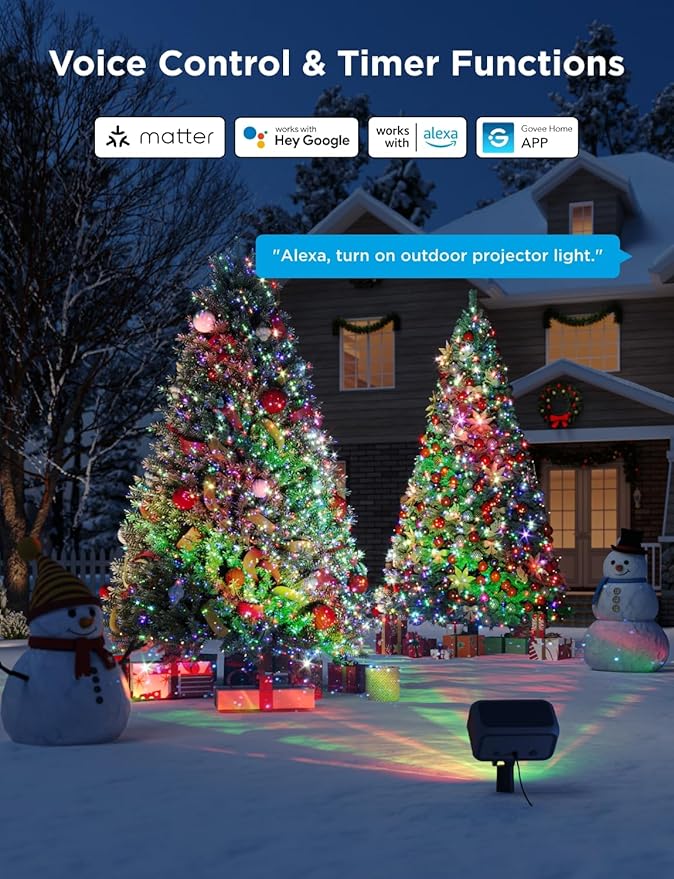 Govee Outdoor Projector Light, Upgraded Aurora Star Projector with 16 RGB Patterns, 50+ Scene Modes for Indoor & Outdoor Holiday Decor, Works with Alexa, Google, Matter, IP65 Waterproof