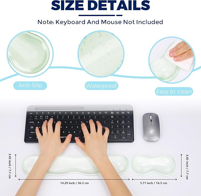 ABRONDA Gel Wrist Rest for Keyboard and Mouse, Wrist Rest for Keyboard, Mouse Wrist Support, Pain Relief, Cool Touch, Non-Skid, Mouse Wrist pad