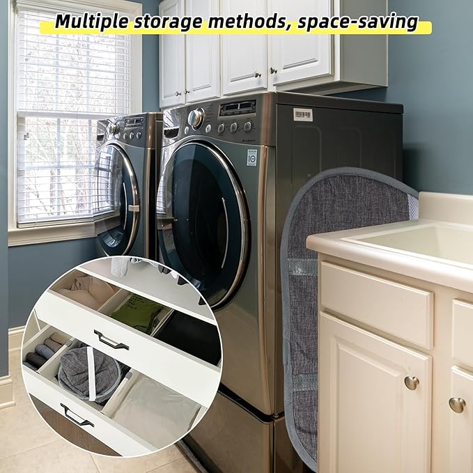 Collapsible Laundry Basket, 90L Foldable Pop-up Laundry Hamper with Reinforced Handles, Tear Proof Mesh Dirty Clothes Hamper for Laundry (Blue)