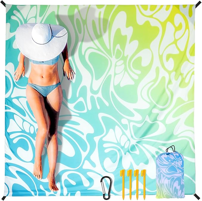 Beach Blanket Waterproof Sandproof Extra Large Beach Mat 79" X 83"/120"x108" for 1-8 Adults Quick Drying Durable Outdoor Picnic Mat for Beach Travel Camping Hiking