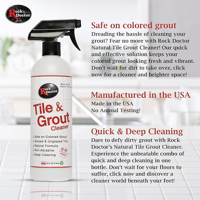 Rock Doctor Natural Tile and Grout Cleaner, Remove Stains Dirt, Oil, and Soap Scum, Heavy Duty Non-Abrasive Tile Cleaner, Natural Formula, Pack of 3