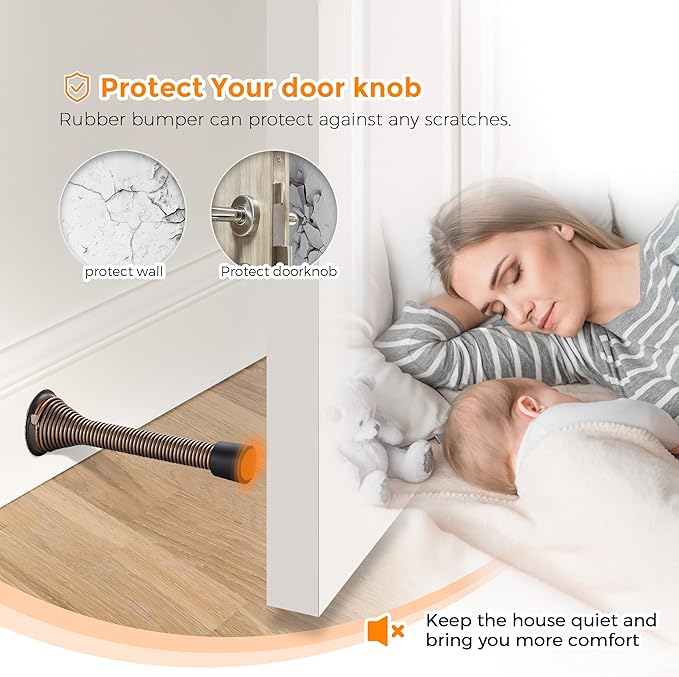 Ravinte Door Stoppers, 30 Pack Spring Door Stops with Rubber Bumper, Oil Rubbed Bronze Door Stoppers for Bottom of Door
