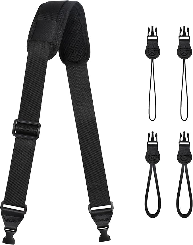 TIMISM Shoulder Strap with Pad, 2 Sets of Quick Release Buckles, Adjustable between 39" to 63", Replacement Comfortable Neck Lanyard for Camera, Tablet, iPad, Laptop, Binocular, Luggage Bag, Black