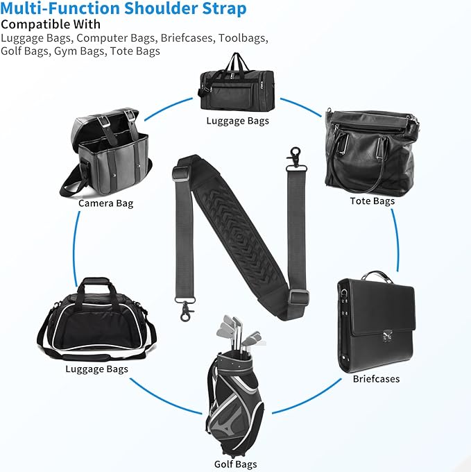3D Air Cushion Ultra Comfortable Duffel Bag Strap，55" Universal Laptop Shoulder Strap, with Double Adjustable Buckles and Metal Hooksfor Briefcase Computer Messenger Bag (Reduced Stress)