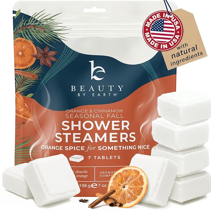 Shower Steamers Aromatherapy - USA Made with Natural Ingredients, Fall Relaxation Gifts for Women & Men, Self Care Spa Day Essentials, Large Shower Tablets with Orange & Fir Essential Oil