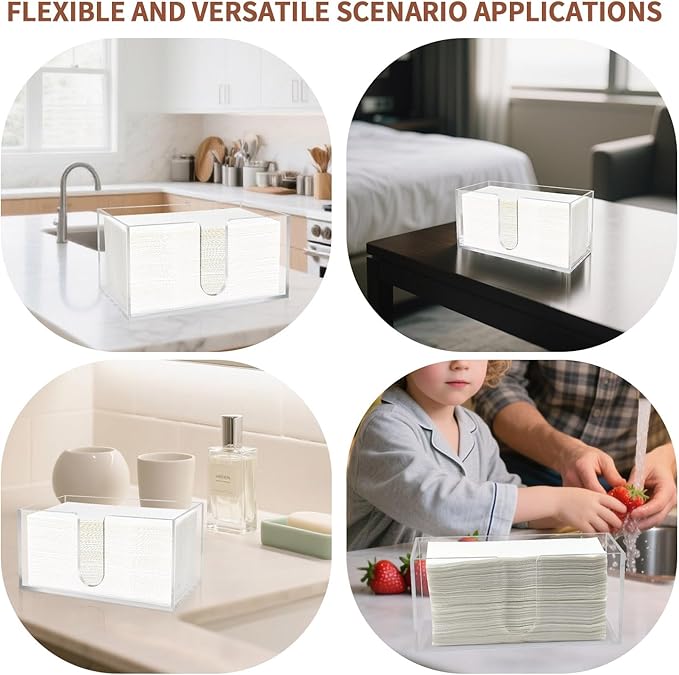 Acrylic Paper Towel Holder Countertop, 5mm Thick Clear C-Fold Z-Fold Trifold Napkin Dispenser, Bathroom & Kitchen Organizer for Multifold Towels (2)
