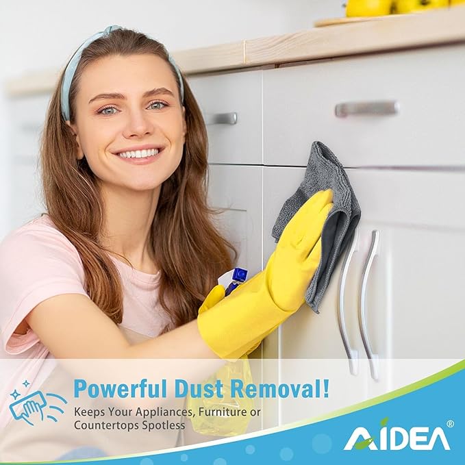 AIDEA Microfiber Cleaning Cloth-600PK, Soft Microfiber Towels for Cars, Absorbent Cleaning Rags, Lint-Free Streak-Free Wash Cloths for House, Kitchen, Window(12in.x12in), Grey
