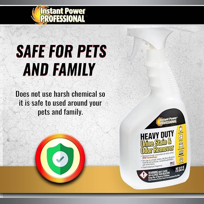 Instant Power Heavy Duty Urine Stain and Odor Remover, Stain and Smell Remover, 32 Fl. Oz.