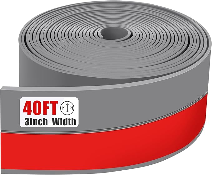 Draft Seal Tape for Doors and Windows 3 in x 40 Ft Silicone Weather Stripping Extra Thick 2mm Door Seal Strip with Strong Adhesive Draft Insulation Stopper Side Seal - Gray