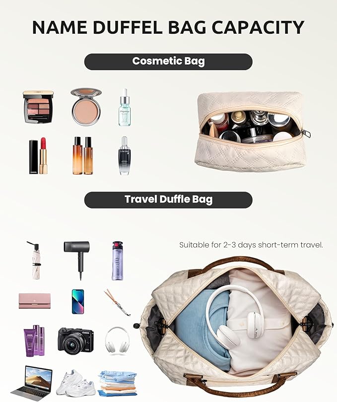 Gifts for Sister - Personalized Initial Duffle Bag, Travel Bag With Shoe & Makeup Compartments - Monogram Weekender & Overnight Bag (Letter N)