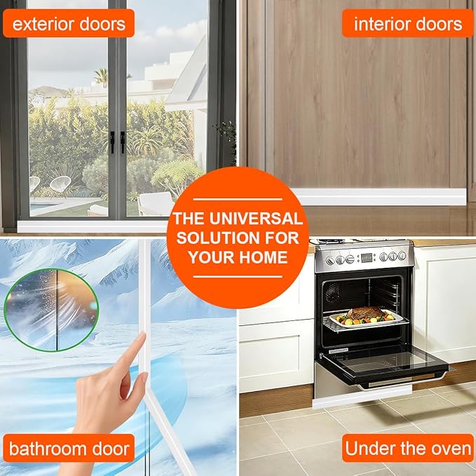 Door Draft Stopper for Bottom of Door, Adjustable Weather Stripping Door Seal for Cold Insulation, Under Door Sweep for Exterior & Interior Doors, Door Bottom Seal Blocker Noise (78inch, White)
