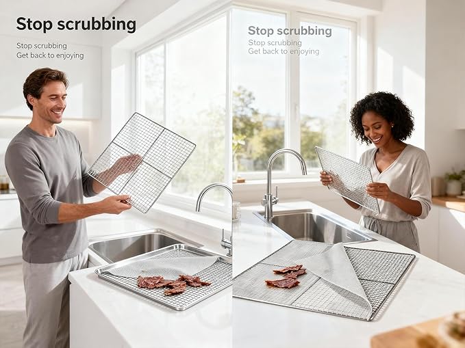 Silicone Dehydrator Sheets 14x14: 10-packs Fine Mesh Liners for Drying Tray - Nonstick Reusable - Compatible with Excalibur Magic Mill & Cosori - Jerky Herbs Fruit