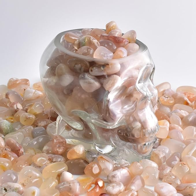 Polished Sakura Agate Crystals - 72 Pcs, 0.5" 10 oz Handpicked Natural Tumbled Gemstones Rocks, Pebbles for Reiki, Chakra, Healing Home Decor