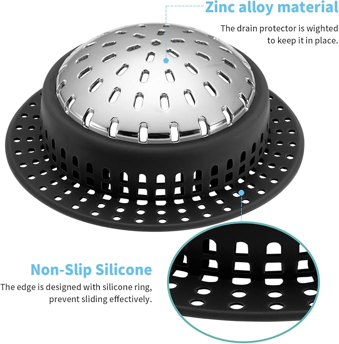 Aluvor Shower Drain Hair Catcher, Shower Drain Cover, Bathtub Drain Hair Catcher for Pop-Up & Regular Drains