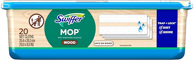 Swiffer Heavy Duty Mop Wet Multi-Surface Cloth Refills for Floor Mopping and Cleaning, Hardwood Floor Cleaner, 20 Count (Pack of 6)