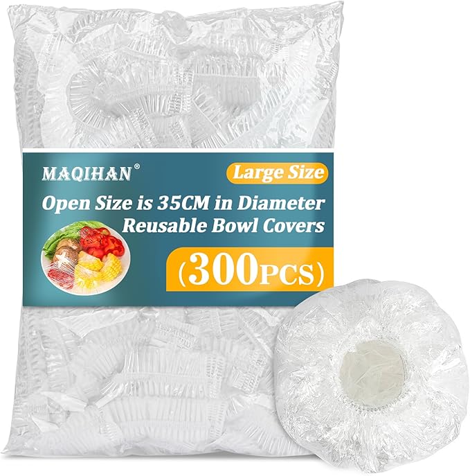 MAQIHAN 300 Bowl Covers Bread Proofing - Extra Large Plastic Wrap for Food Sourdough Bread Baking Rising Elastic Reusable Plate Covers Outdoor Food Fresh Keeping Bags Shower Cap Hair Deep Conditioning