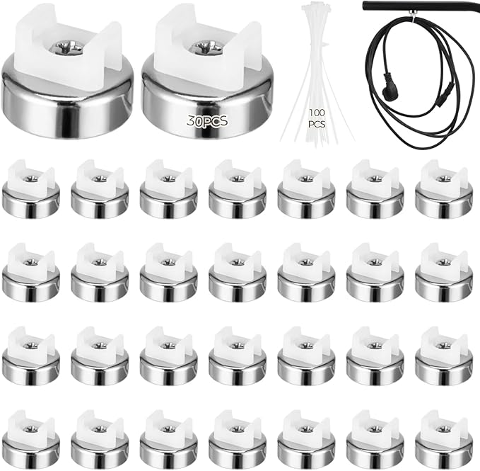 Magnetic Cable Zip Tie Mounts Kit, 30 Pcs Holders with 100 Pcs Cable Ties, Heavy-Duty Magnetic Wire Management for Desk, Office, Home, Automotive, Marine, Multipurpose Cable Clips Organizers, Silver