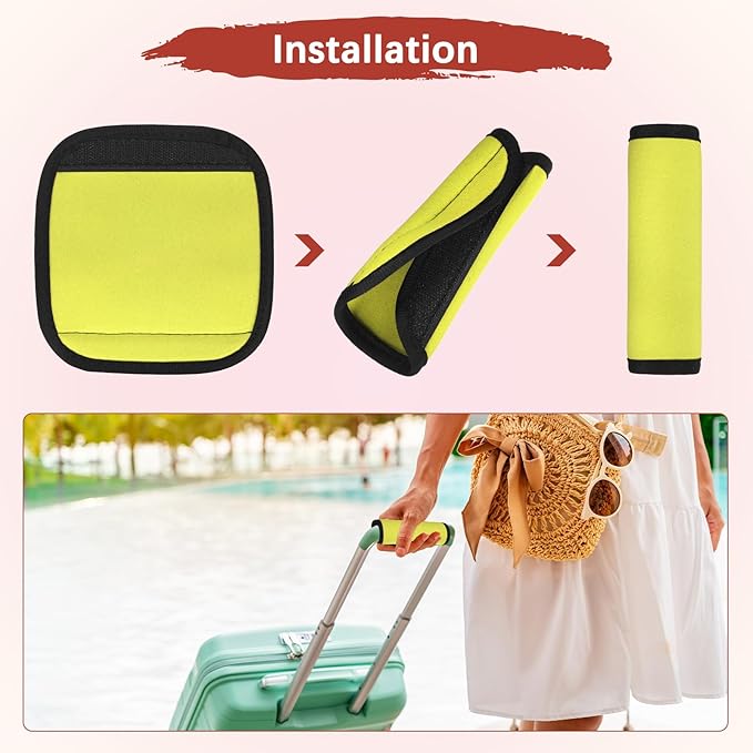 TIXIPEM Luggage Handle Wrap [6PCS] - Neoprene Luggage Identifiers Use for Suitcases & Carry on & Travel Accessories - [Yellow-6IN/15CM] Comfort Grip Handle Cover