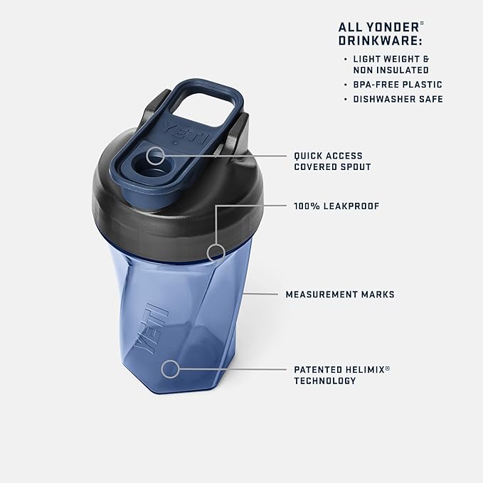 YETI Yonder Helimix Vortex Blender Shaker Bottle Holds up to 20oz | No Blending Ball or Whisk | USA Made | Portable Pre Workout Whey Protein Drink Shaker Cup | Dishwasher Safe, Rescue Red