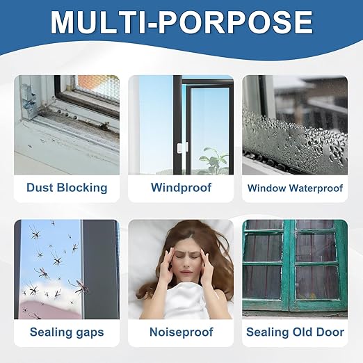 Transparent Window Weather Sealing Tape 2IN x 35 yd Draft Isolation No Residue Removable Adhesive Waterproof Windows Doors Shower Glass AC Units Ideal for Winter Seal & Summer Cold Air Loss Prevention