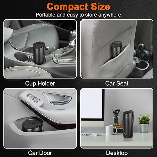 Kincown Car Trash Can, Mini Car Trash Bin with Lid, Leakproof Cup Holder Car Garbage Can with 20 Trash Bags, Vehicle Front Back Seat Organizers and Storage for Car, Home, Office, Black
