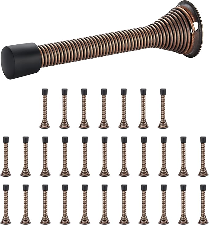 Ravinte Door Stoppers, 30 Pack Spring Door Stops with Rubber Bumper, Oil Rubbed Bronze Door Stoppers for Bottom of Door