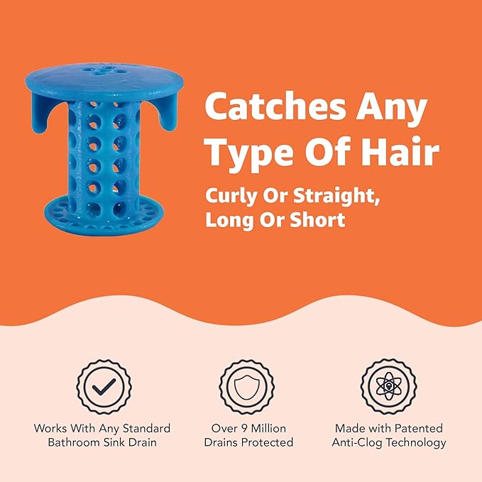 SinkShroom The Revolutionary Sink Drain Protector Hair Catcher/Strainer/Snare, Blue