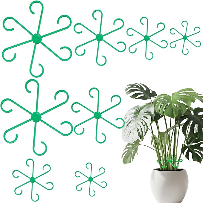 8 PCS Plant Stem Support – Reusable Plastic Plant Stem Holder for Monstera, Indoor Plant Support Clips, Gardening Accessories （Green）