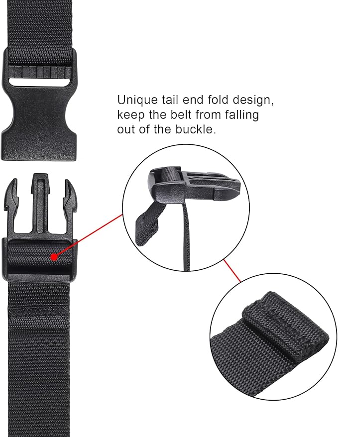 Vigorport Utility Straps Quick Release Nylon Backpack Accessory Bag Strap,Adjustable for Hiking,Travel,Outdoor Sports-4 Pack (Black, 1" W-60 L)