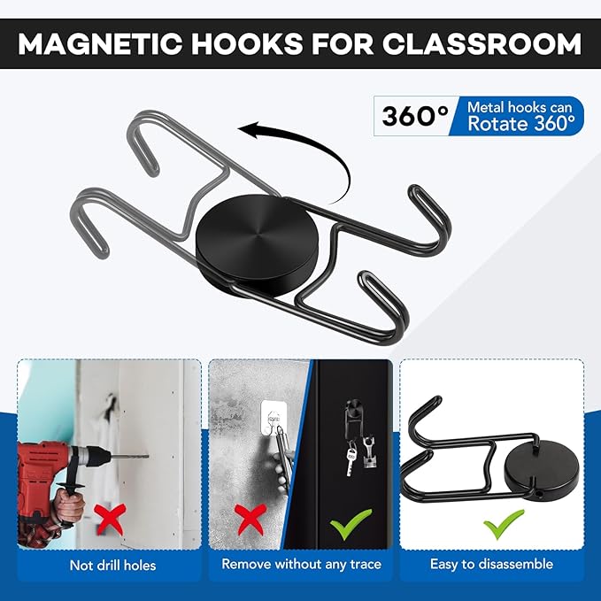 LOVIMAG Magnetic Hooks, 80lbs+ 2026 Cruise Cabin Ship Essentials Magnet Hook Heavy Duty Strong Magnets Refrigerator Fridge Hanging for Classroom Beach Vacation Kitchen Home Must Haves 5 Pcs (Black)