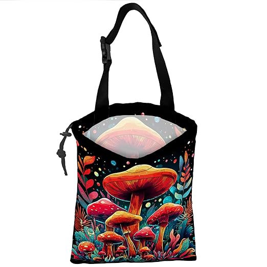 UUCBTAH Car Trash Bag Hanging Colorful Mushrooms Car Trash Can for Back Seat Waterproof Car Trash Bin with Adjustable Straps and Drawstring for Car Accessories Vehicle Traveling Camping