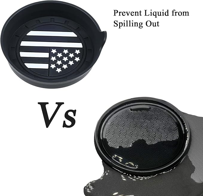 Amooca Car Cup Coaster Universal Non-Slip Silicone Cup Holder Insert Car Interior Accessories for Drink American Flag US Flag 4 Pack Black