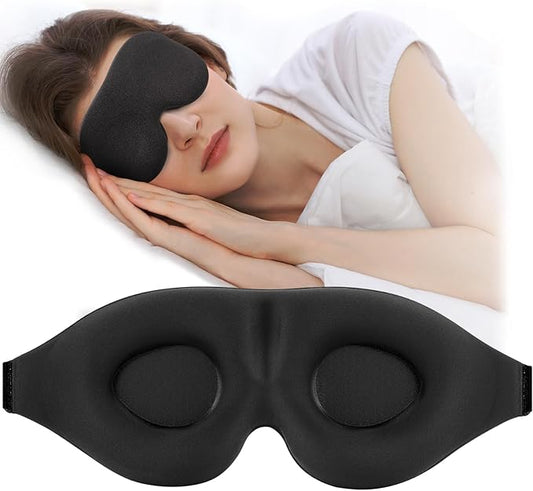ZGGCD Sleep Mask for Side Sleeper, Light Blocking Sleeping Eye Mask for Women Men, 3D Contoured Cup Night Blindfold, Luxury Eye Cover Eyeshade with Adjustable Strap for Travel, Nap, Black