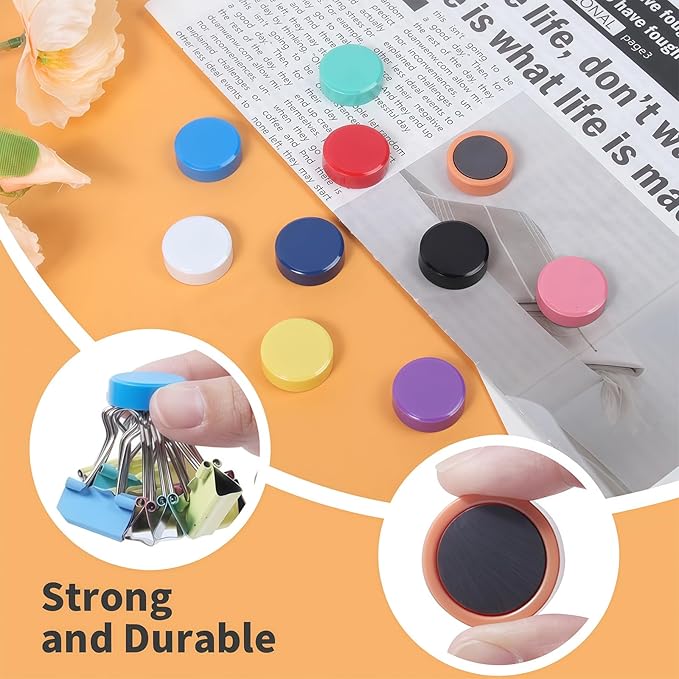 Fridge Magnets, 40 Pack 10 Colors Small Strong Heavy Duty Magnets, Mini Cute Funny Round Refrigerator Magnets for Whiteboard, Crafts, Fridge, Locker, Kitchen, School, Classroom, Office, Home