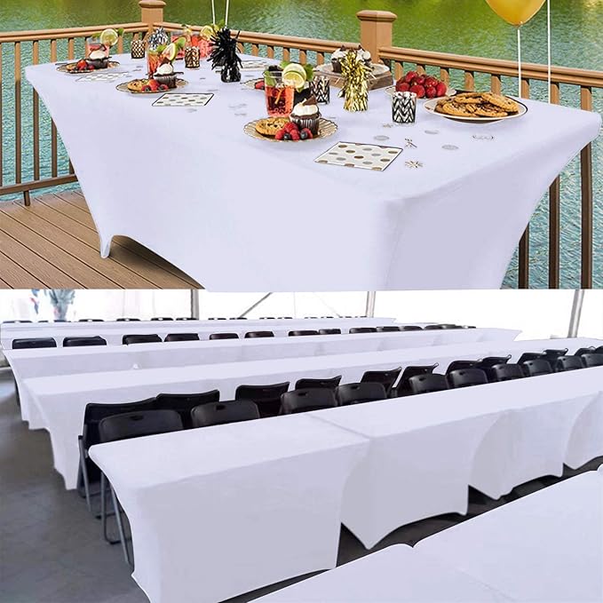 RELIANCER 2 Pack Stretch Spandex Table Covers for Rectangular Tables,6FT Elastic Fitted Tablecloth,Universal Rectangular Table Cloth Protector for Outdoor Party,Wedding,Bar,Birthday,Banquet,Events
