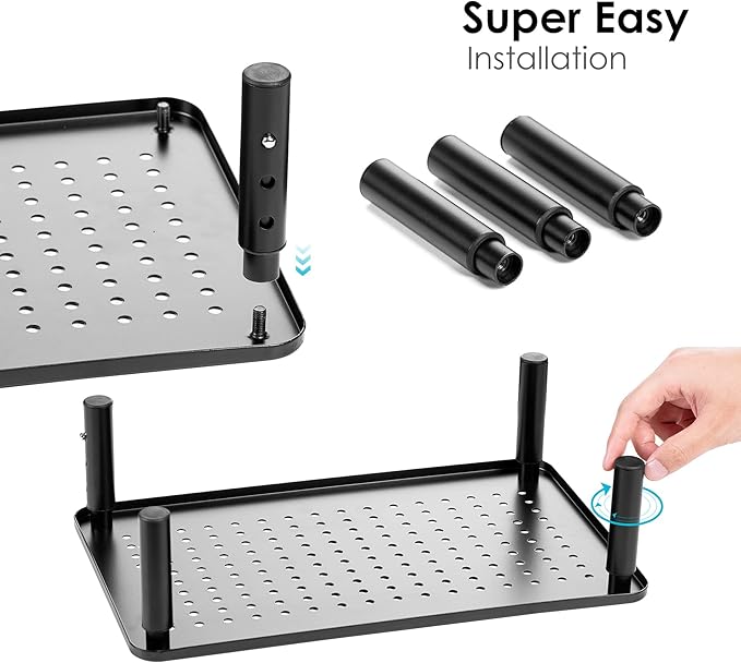 Monitor Riser Desktop Stand, Flat Screen TV Monitor Stand Riser, Sturdy Metal Laptop Computer Monitor Stand Shelf for Printer, iMac, 3-Height Adjustable PC Stand with Mesh Platform