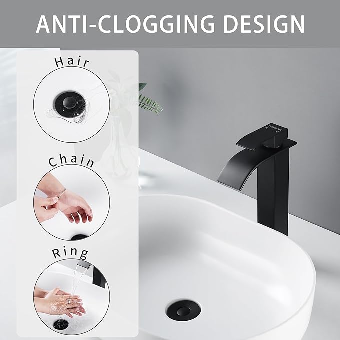 Fransiton 2 Pack Bathroom Sink Stopper, 1.1-1.77 Inch Basin Pop Up Black Sink Drain Stopper, Anti Clogging Drain Plug with Detachable Hair Catcher