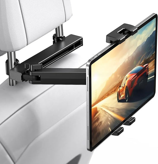 TECKNET Car Headrest Tablet Holder, ipad Car Holder Back Seat [3 in 1 Extension Arm], 360° Rotating Adjustable Road Trip Essentials for Kids,for 4.7-12.9" iPad Pro,Air,Mini,iPhone,Galaxy,Switch,Fire