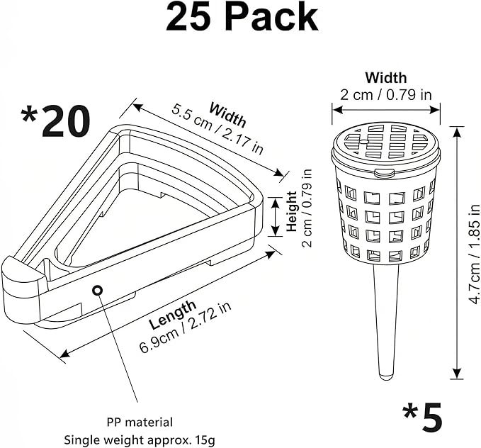 Li&Zhao 20pcs Pot Feet with 5pcs Fertilizer Cages, Plant Stand Risers for Indoor Outdoor Planters, Ceramic Pot Feet and Plant Stand Support for Gardening, Durable Pot Feet for Outdoor Planters (White)
