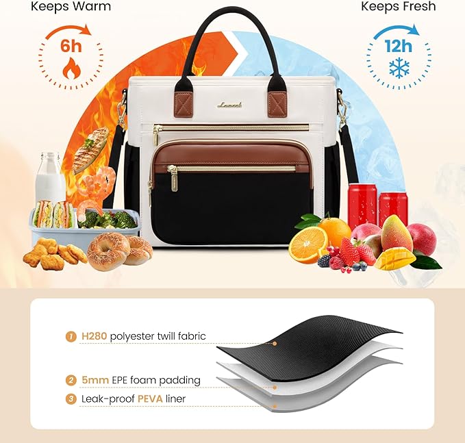 LOVEVOOK Insulated Lunch Bag Women,Wide Opening Adult Lunch Box Women with Cup Holder,X Large Leakproof Cooler Bag for Work Picnic Beach Family College Mom,Lunch Teacher Breast Pump Diaper Tote Bag