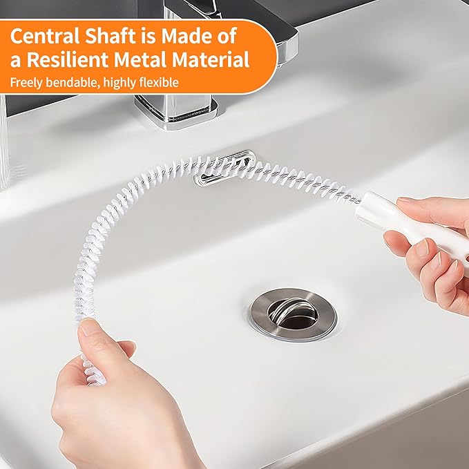 8 Pack Snake Drain Hair Removal Tool, 32" Drain Snake (2pcs), 18/24/28" drain hair remover, Drain Clog Remover Tool Set for Toilet, Kitchen Sink, Bathroom Tub, Sewer