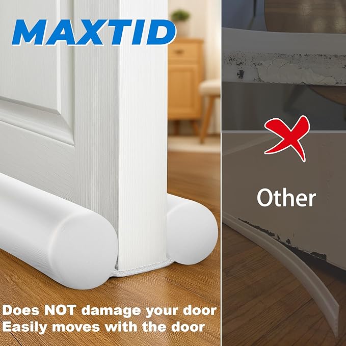 MAXTID Under Door Draft Stopper Cold Air Blocker - Large Doors Seal Gap Bottom of Doors 36" Adjustable 30" 32" 34" Weather Stripping Blocker Interior Front Door Sweep Bedroom Must Have