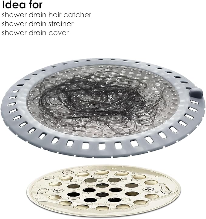 Seatery 2PCS Shower Drain Hair Catcher, Shower Drain Strainer, Stainless Steel with Silicone Edging, 4.75 Inch Diameter