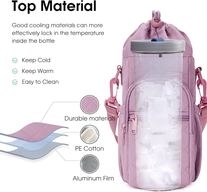 sportsnew Water Bottle Holder with Strap 32oz 40oz Insulated Water Bottle Carrier Sling Bag with Phone Pocket Crossbody