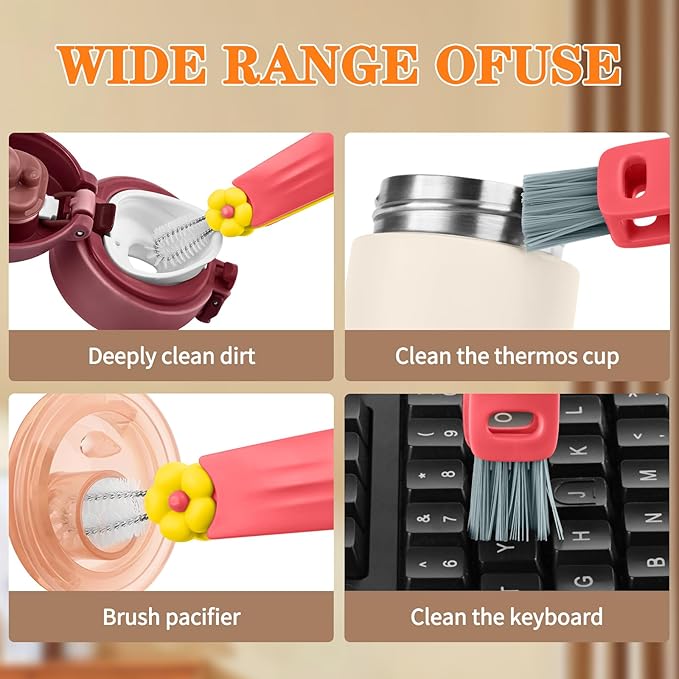 3 in 1 Cup Lid Gap Cleaning Brush Set, Multifunctional Insulation Bottle Cleaning Brush, Mutipurpose Portable Cup Lid Gap Cleaner, Home Kitchen Crevice Brush Cleaning Tools